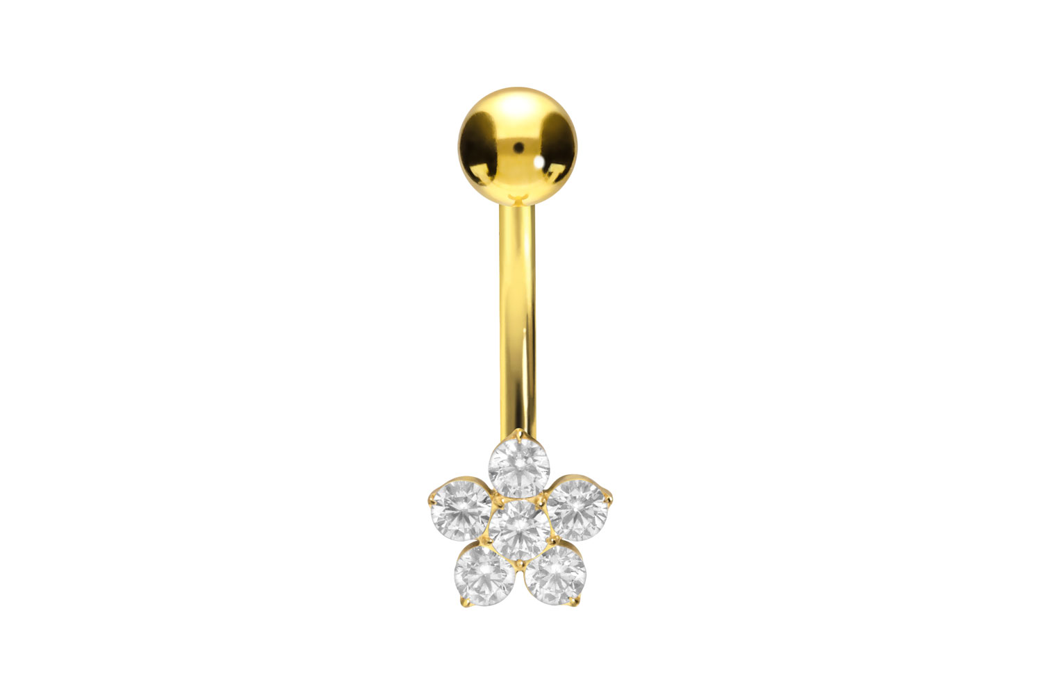 Titan Bananabell Piercing mit Innengewinde KRISTALLBLUME